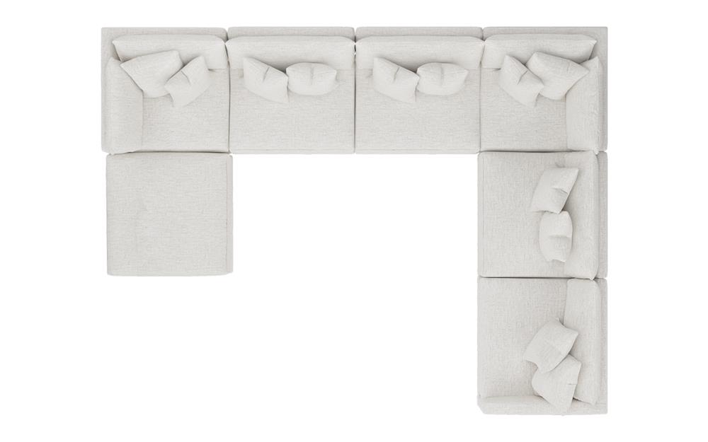 Toulouse Heathered Ivory Performance Modular 7-Piece Corner Sectional With Ottoman - Left End - 166&quot;|