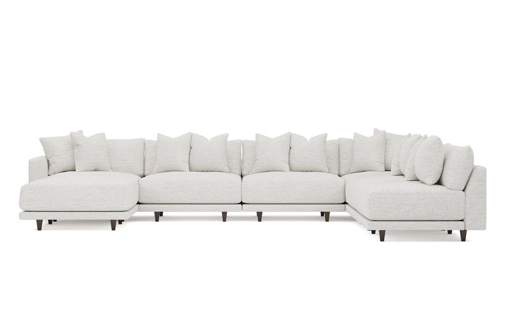 Toulouse Heathered Ivory Performance Modular 7-Piece Corner Sectional With Ottoman - Left End - 171&quot;|