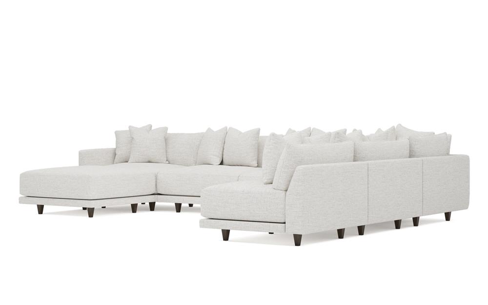 Toulouse Heathered Ivory Performance Modular 7-Piece Corner Sectional With Ottoman - Left End - 171&quot;|