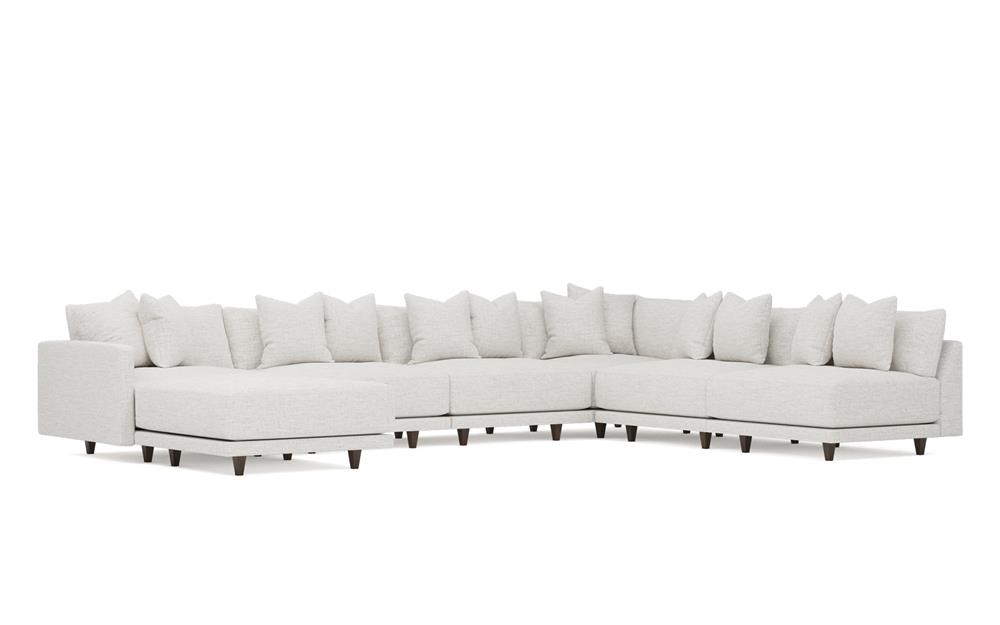 Toulouse Heathered Ivory Performance Modular 7-Piece Corner Sectional With Ottoman - Left End - 171&quot;|