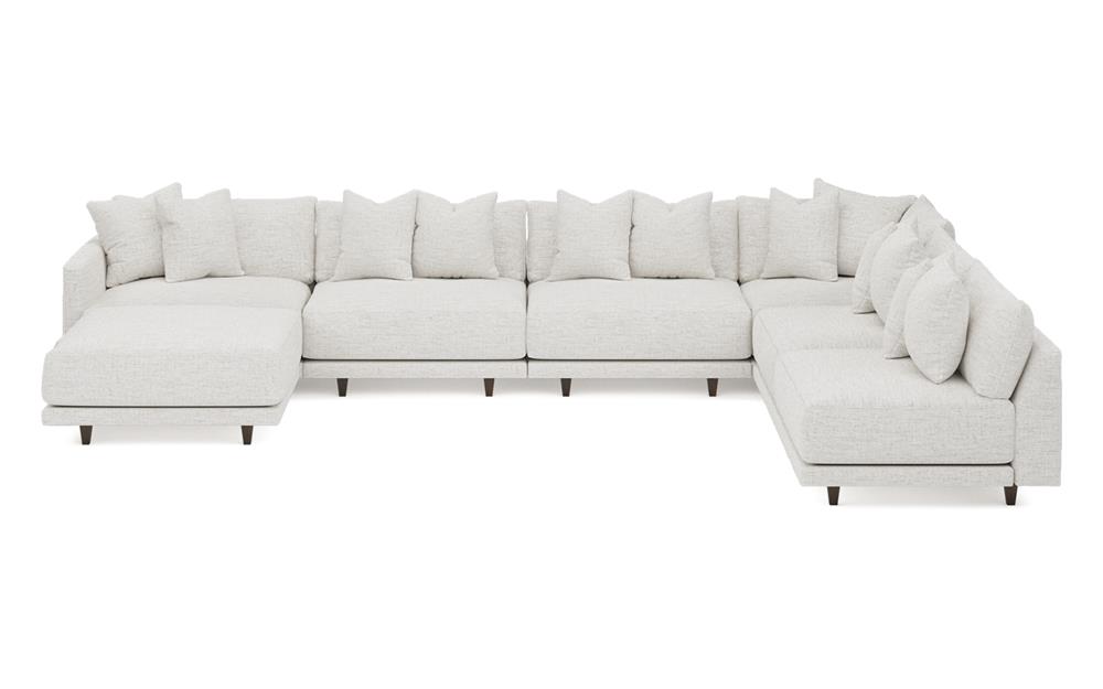 Toulouse Heathered Ivory Performance Modular 7-Piece Corner Sectional With Ottoman - Left End - 171&quot;|