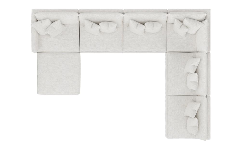 Toulouse Heathered Ivory Performance Modular 7-Piece Corner Sectional With Ottoman - Left End - 171&quot;|