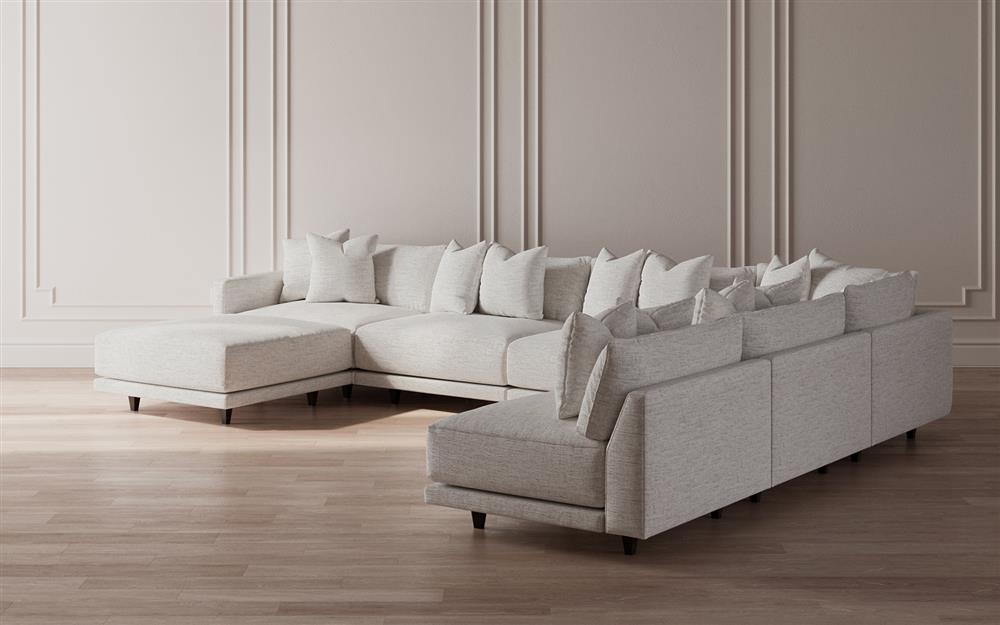 Toulouse Heathered Ivory Performance Modular 7-Piece Corner Sectional With Ottoman - Left End - 171&quot;|