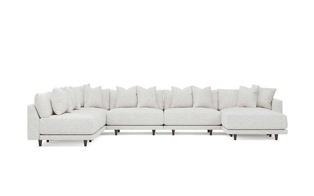 Toulouse Heathered Ivory Performance Modular 7-Piece Corner Sectional With Ottoman - Right End - 171"|