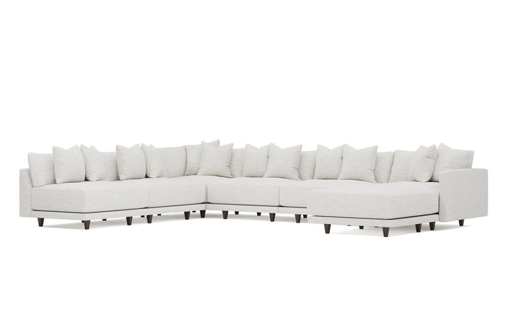 Toulouse Heathered Ivory Performance Modular 7-Piece Corner Sectional With Ottoman - Right End - 171"|