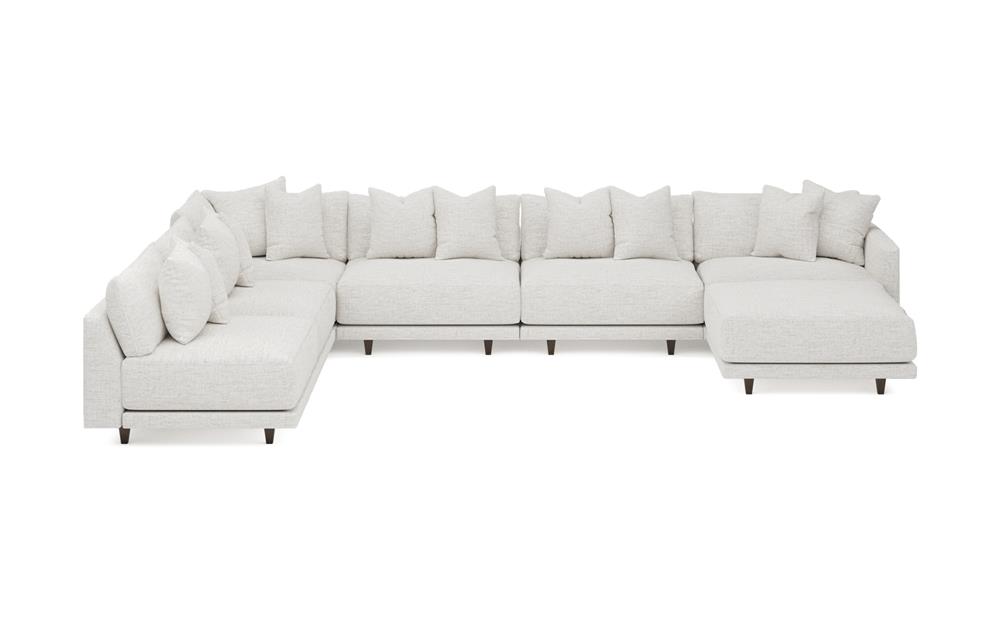 Toulouse Heathered Ivory Performance Modular 7-Piece Corner Sectional With Ottoman - Right End - 171"|