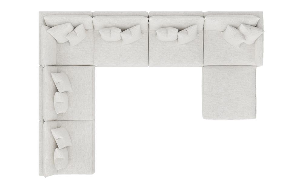 Toulouse Heathered Ivory Performance Modular 7-Piece Corner Sectional With Ottoman - Right End - 171"|