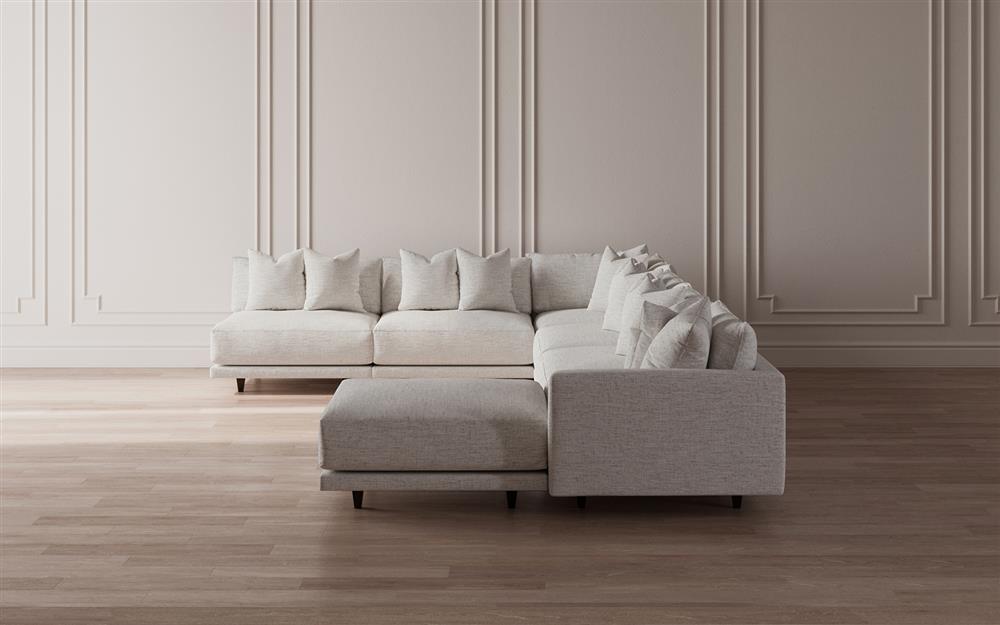 Toulouse Heathered Ivory Performance Modular 7-Piece Corner Sectional With Ottoman - Right End - 171"|