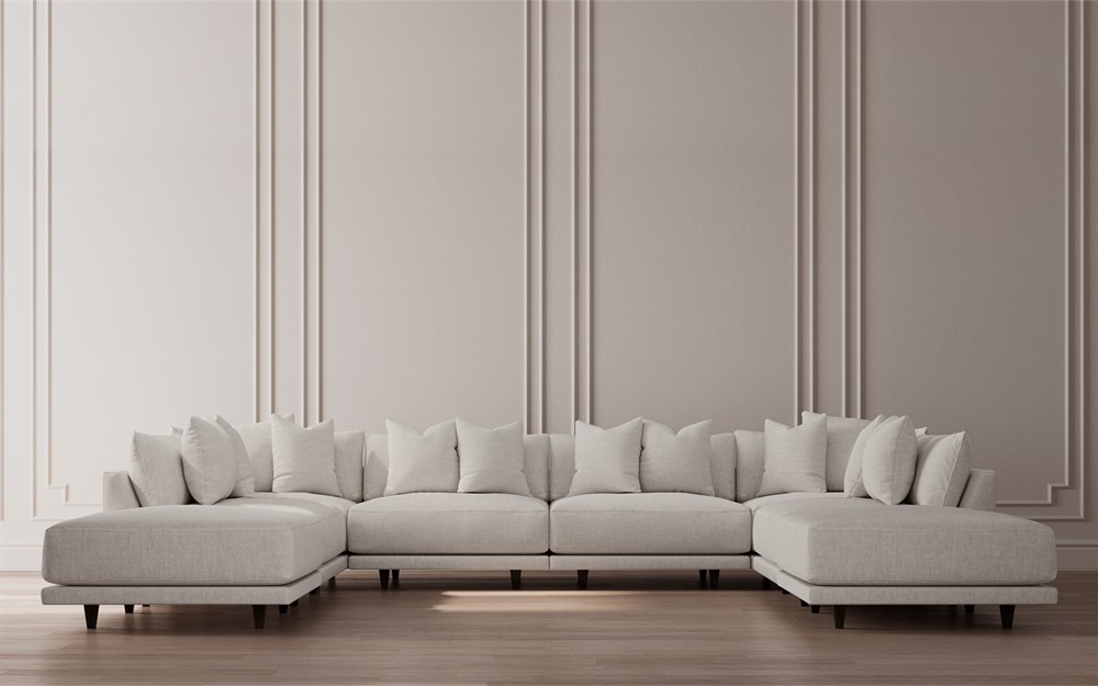 Toulouse Heathered Ivory Performance Modular 8-Piece U-Shaped Sectional - 166&quot;|