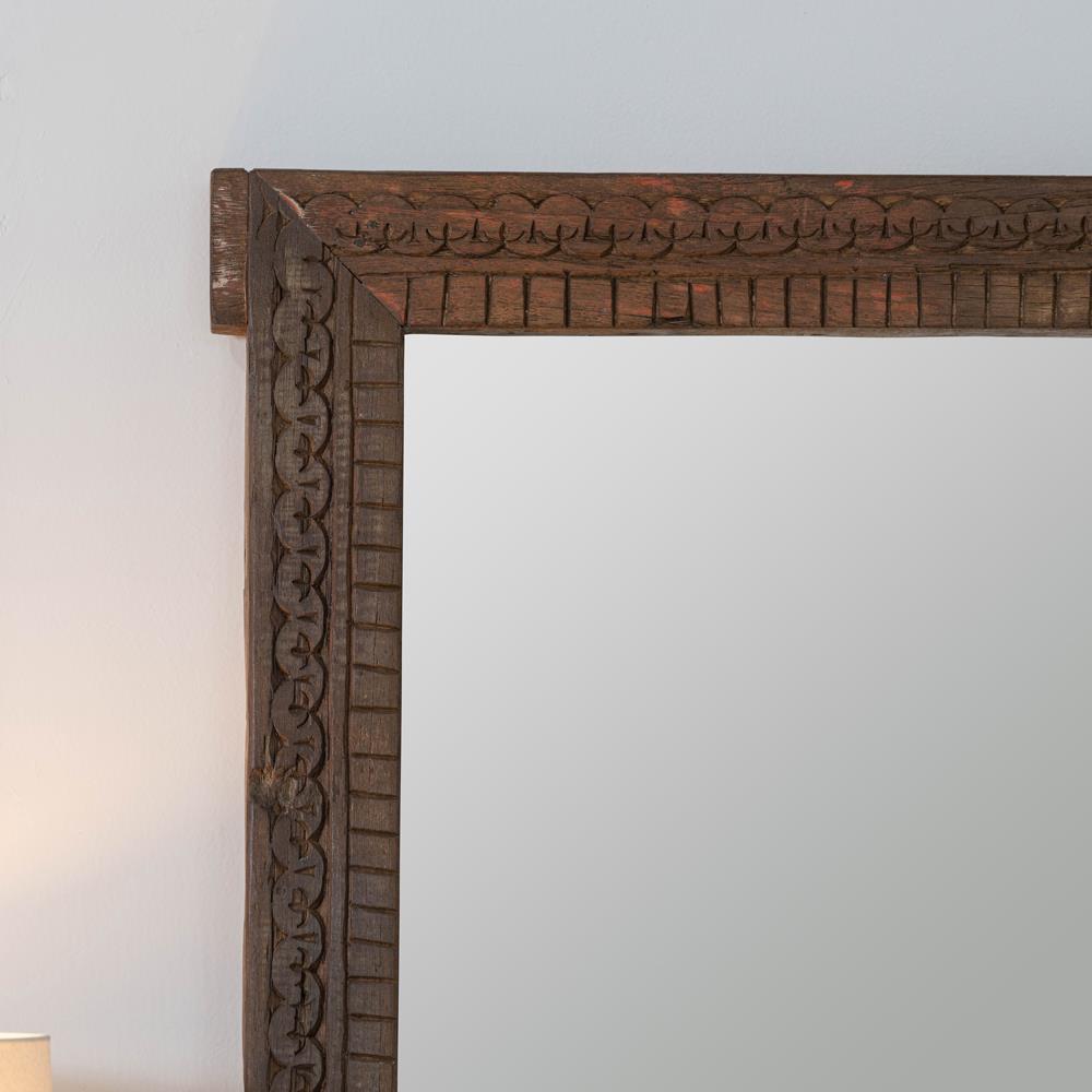 Nova Rustic Lodge Brown Mango Wood Rectangular Floor Mirror|