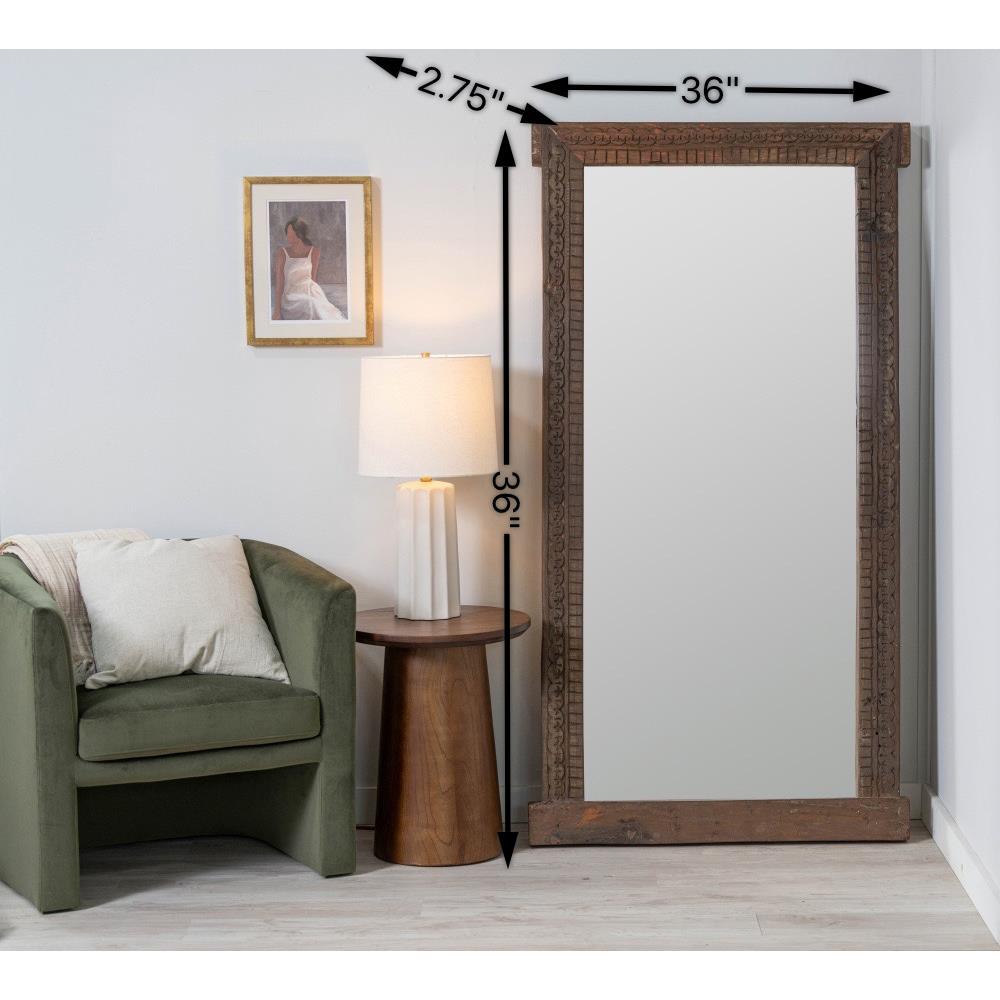 Nova Rustic Lodge Brown Mango Wood Rectangular Floor Mirror|