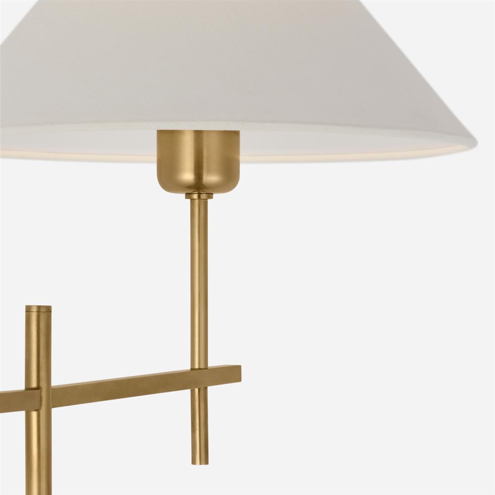 Visual Comfort Hackney Modern Antique Brass Cordless Bridge Arm Floor Lamp|
