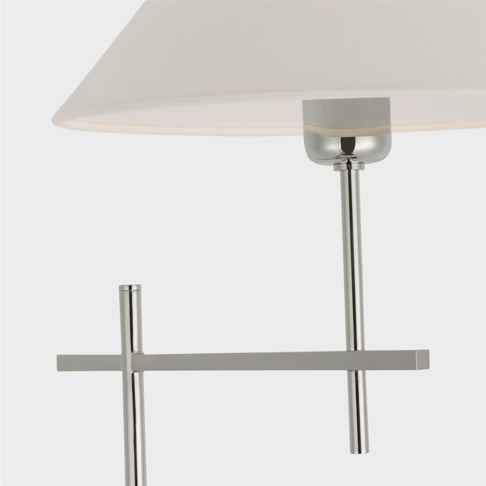 Visual Comfort Hackney Modern Polished Nickel Cordless Bridge Arm Floor Lamp|