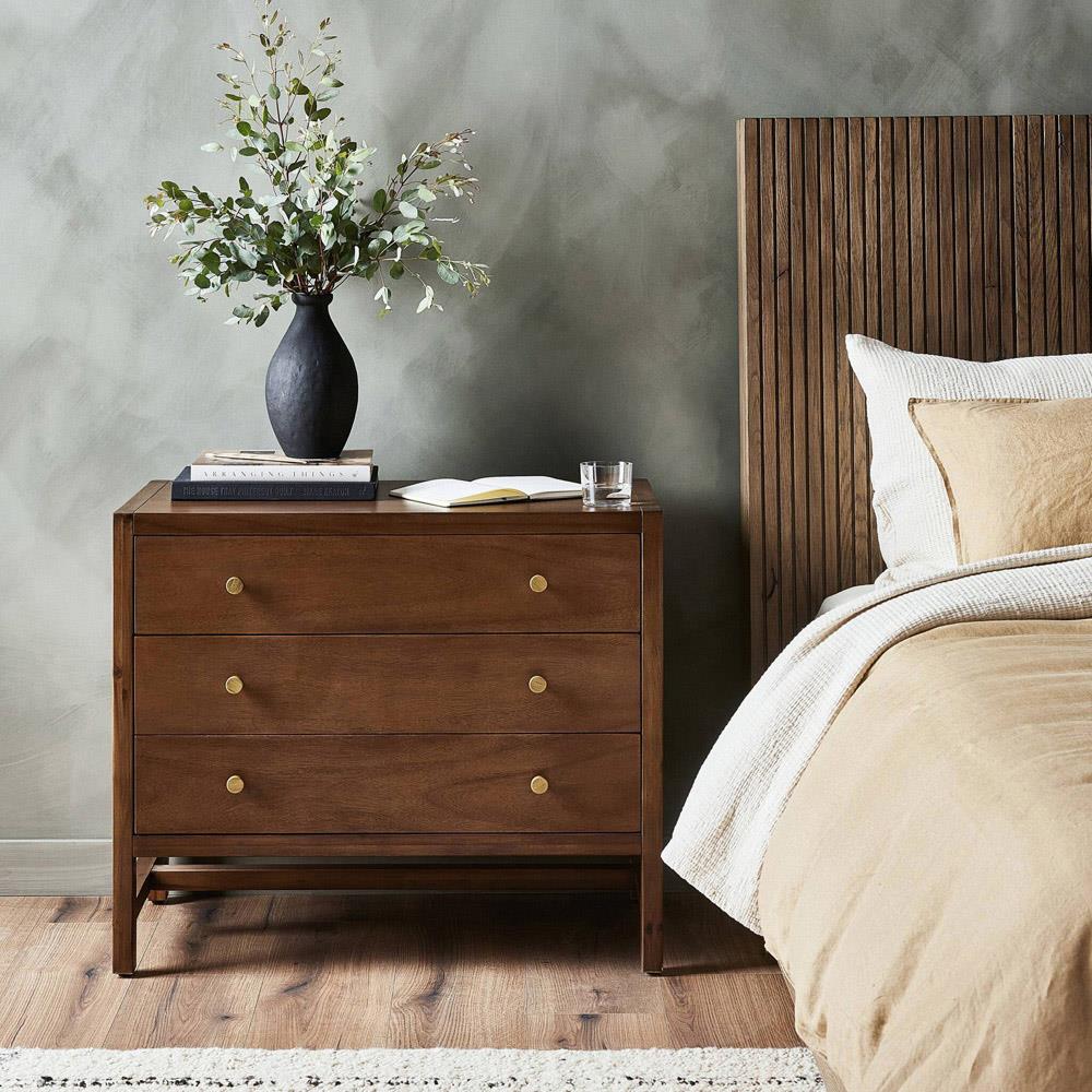 Timmy Rustic Lodge Brown Acacia Wood Nightstand|