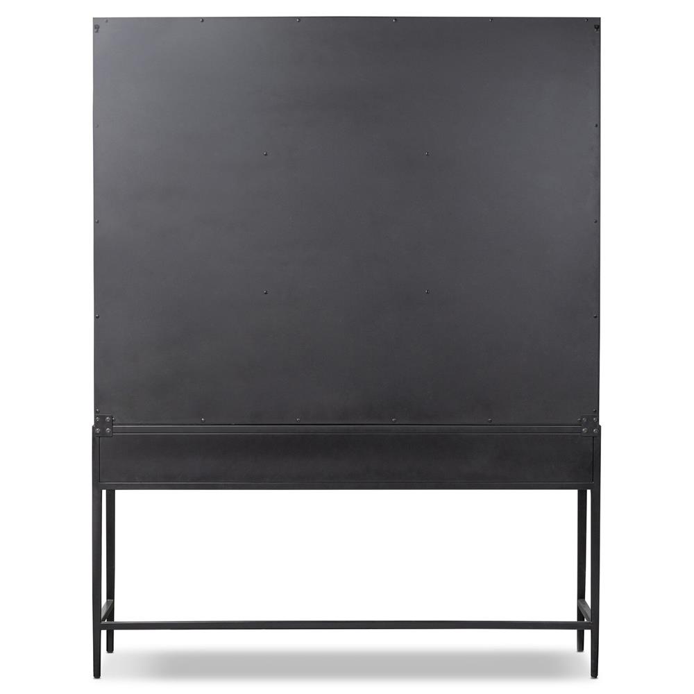 Augustus Industrial Loft Black Metal Display Cabinet Wide (over 50