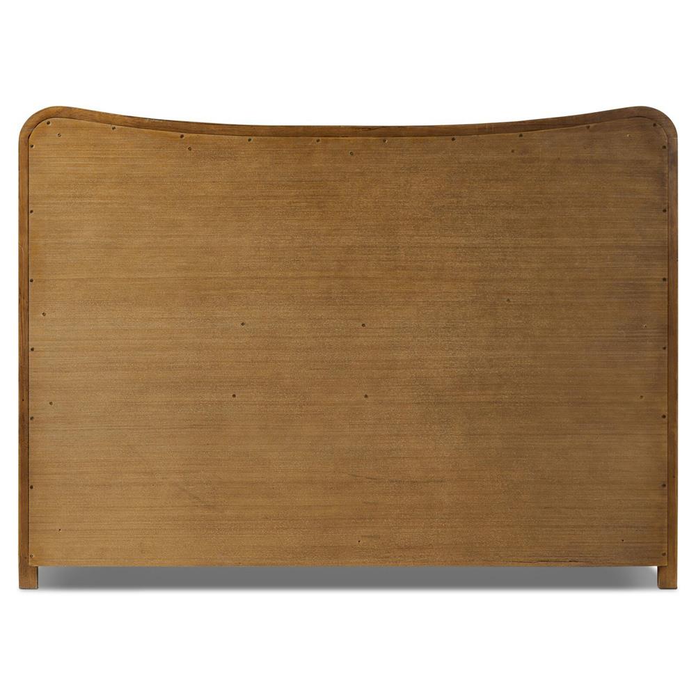 Holmes Rustic Lodge Beige Performance Brown Oak Curved Bed - Queen|