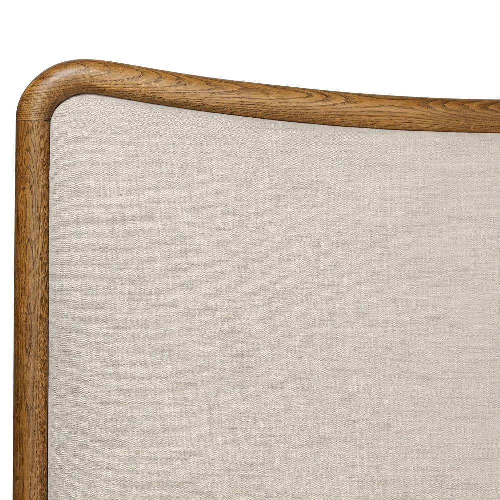 Holmes Rustic Lodge Beige Performance Brown Oak Curved Bed - Queen|