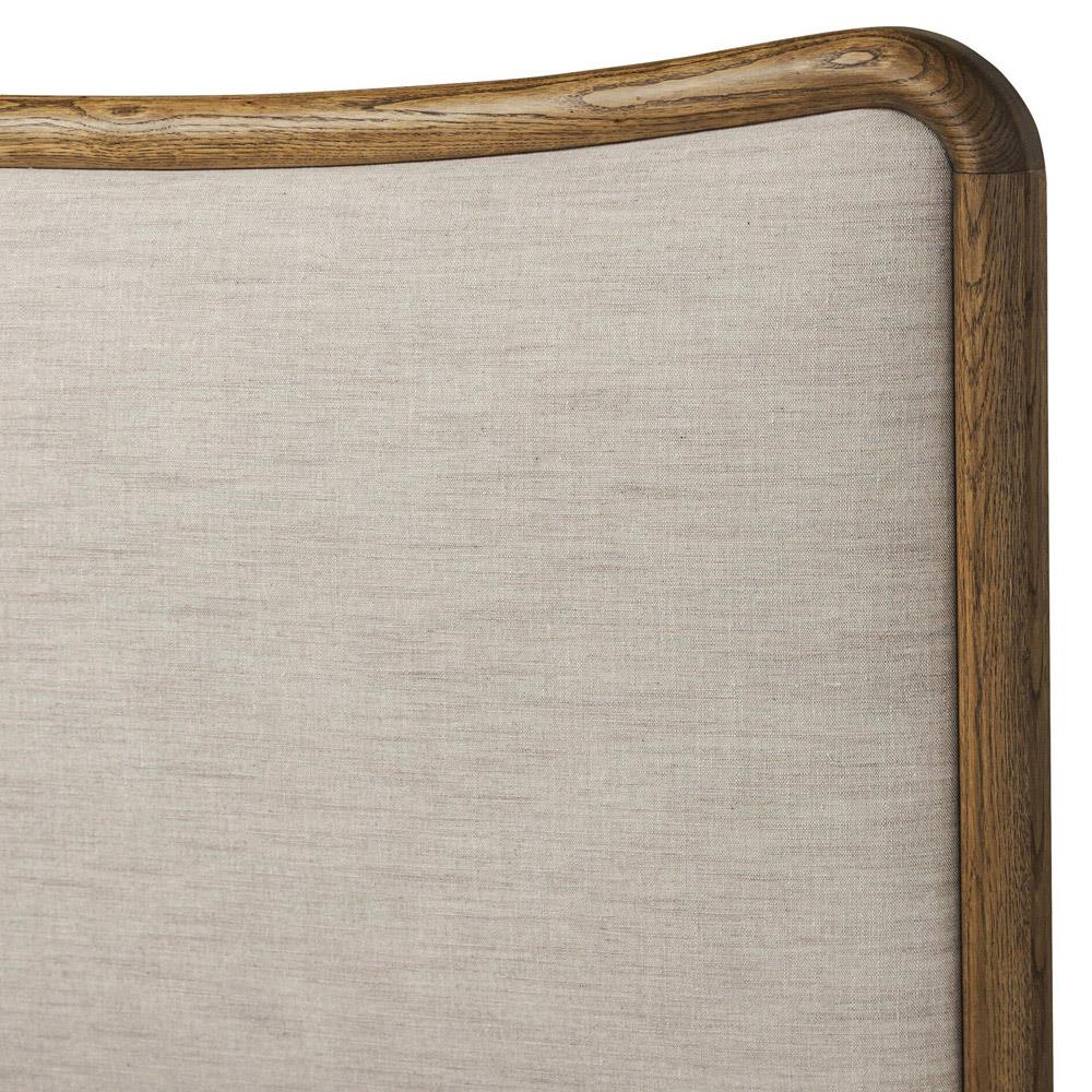 Holmes Rustic Lodge Beige Performance Brown Oak Curved Bed - Queen|