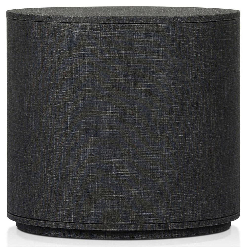 Beatrice Modern Classic Black Painted Linen Oval Nightstand|