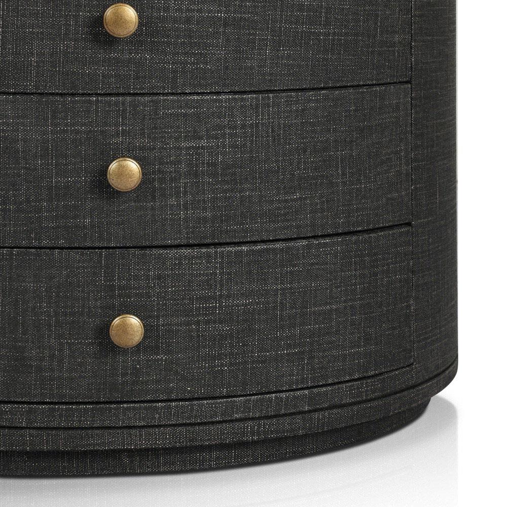 Beatrice Modern Classic Black Painted Linen Oval Nightstand|