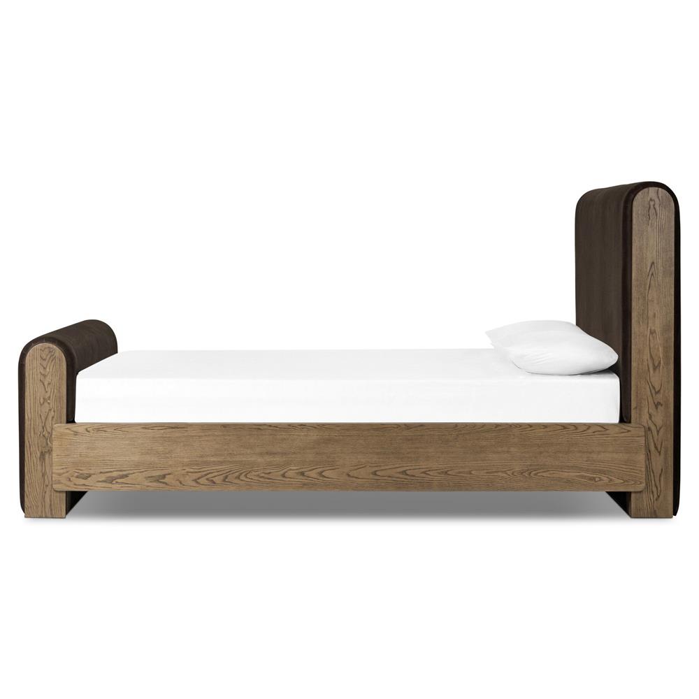 Ruby Modern Classic Brown Velvet Bed - Queen|