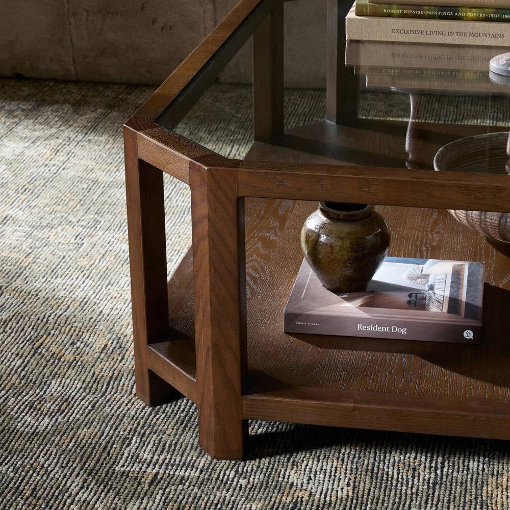 Rikka Modern Classic Brown Oak Square Coffee Table 41
