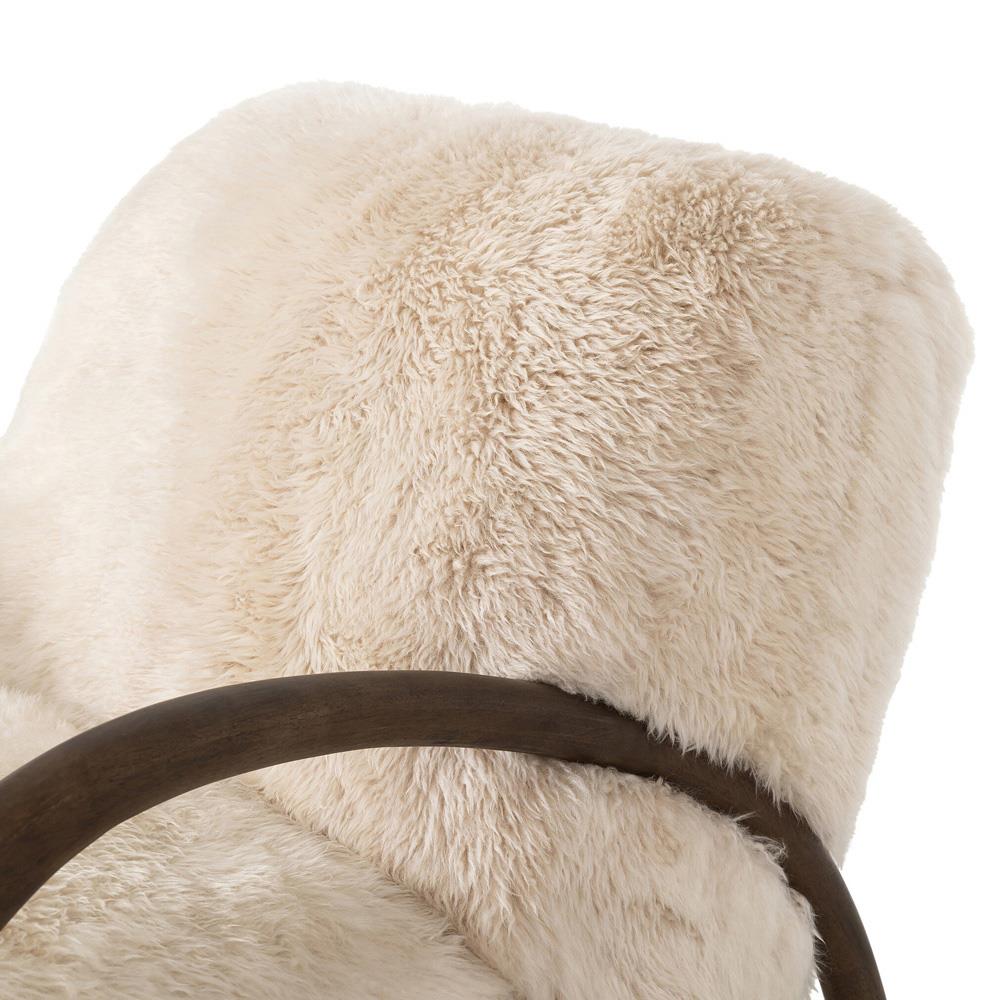 Adriel Rustic Lodge Cream Wool Fur Arm Chair|