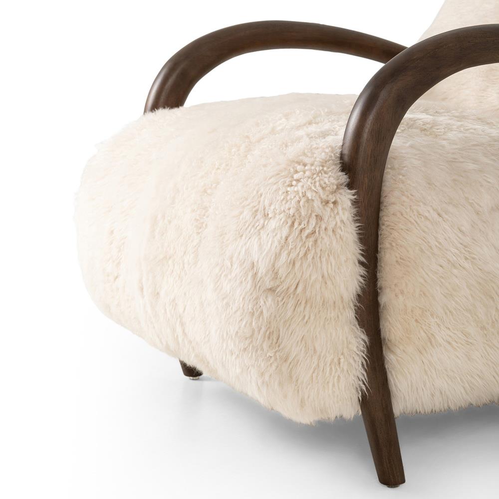 Adriel Rustic Lodge Cream Wool Fur Arm Chair|