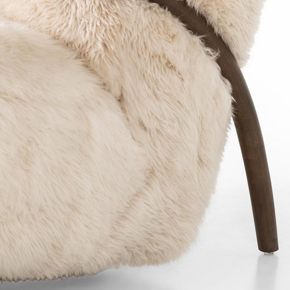Adriel Rustic Lodge Cream Wool Fur Arm Chair|
