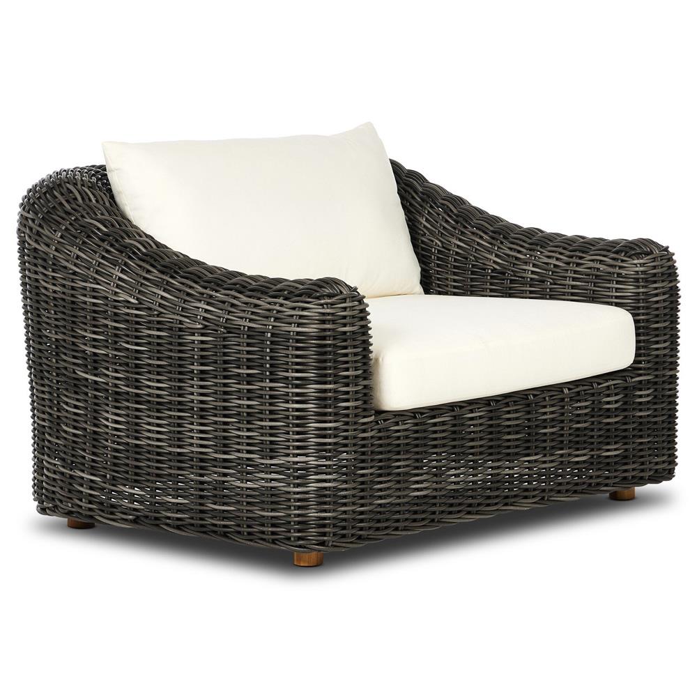 Celina Coastal Cream Upholstered Charcoal Teak Outdoor Arm Chair|