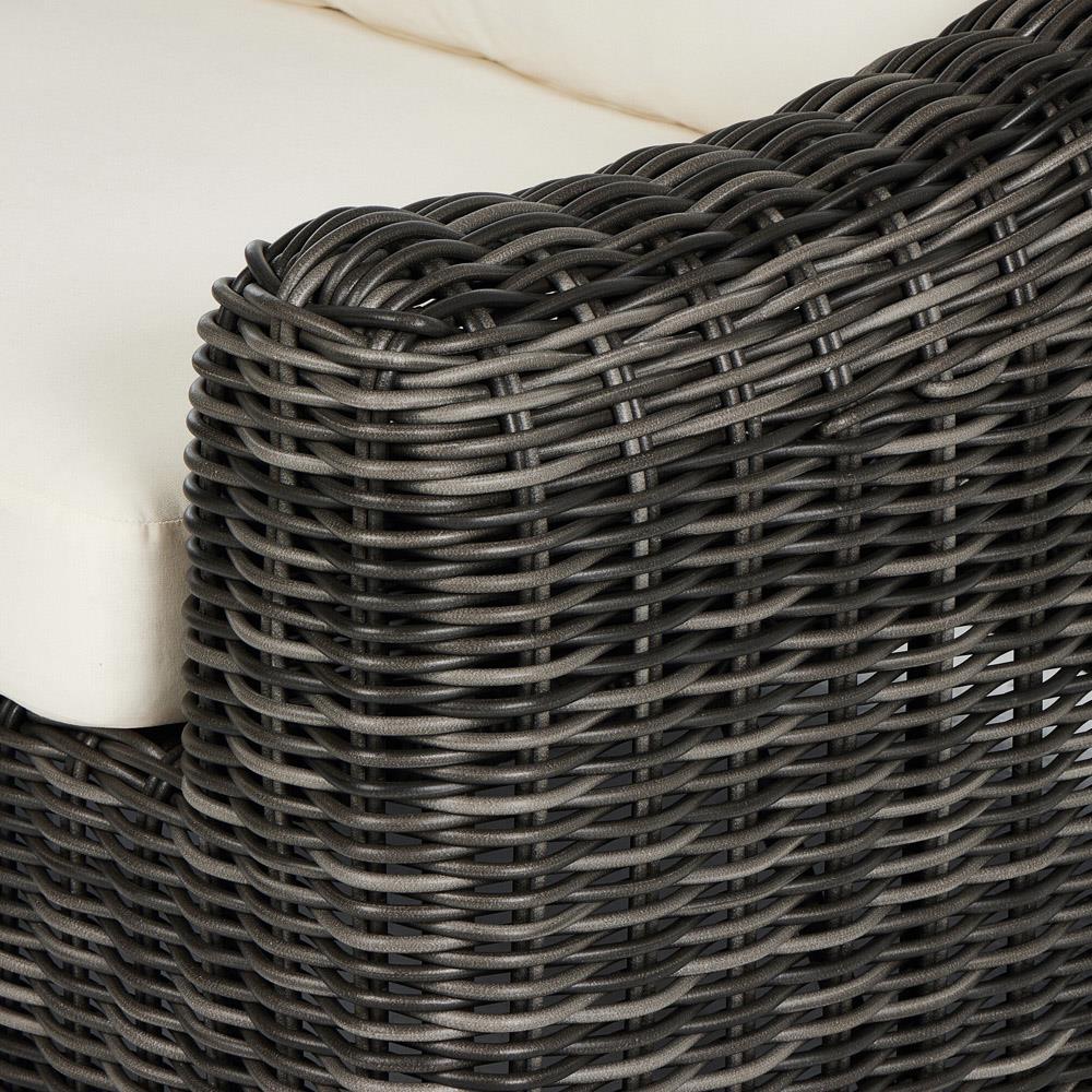 Celina Coastal Cream Upholstered Charcoal Teak Outdoor Arm Chair|