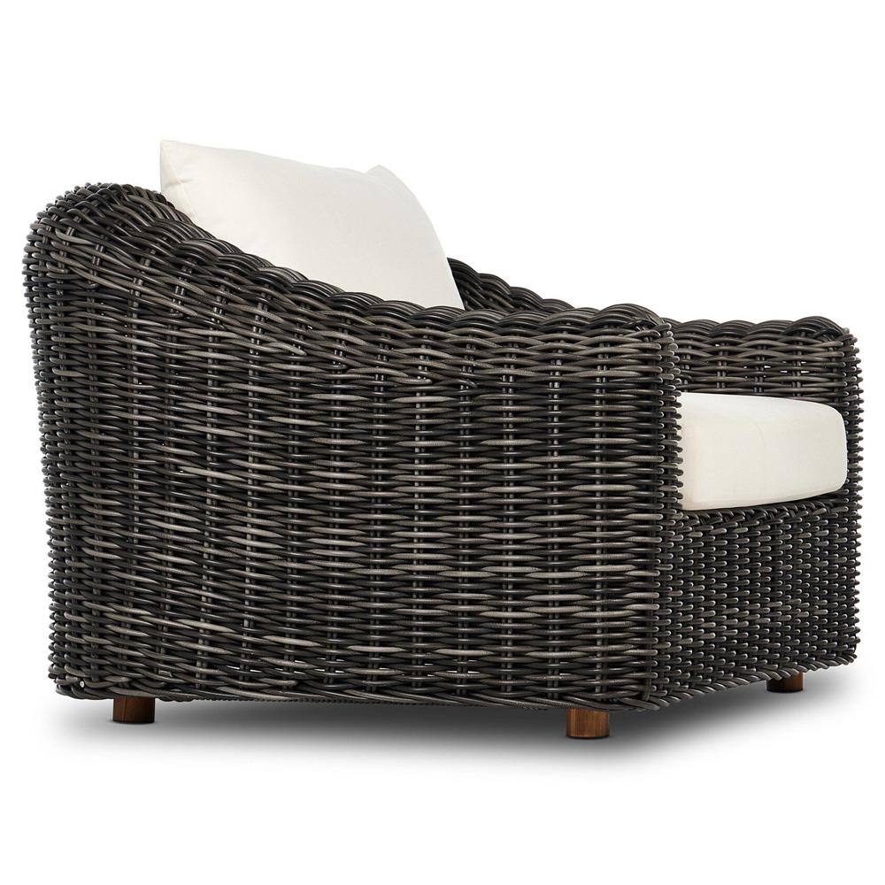 Celina Coastal Cream Upholstered Charcoal Teak Outdoor Arm Chair|