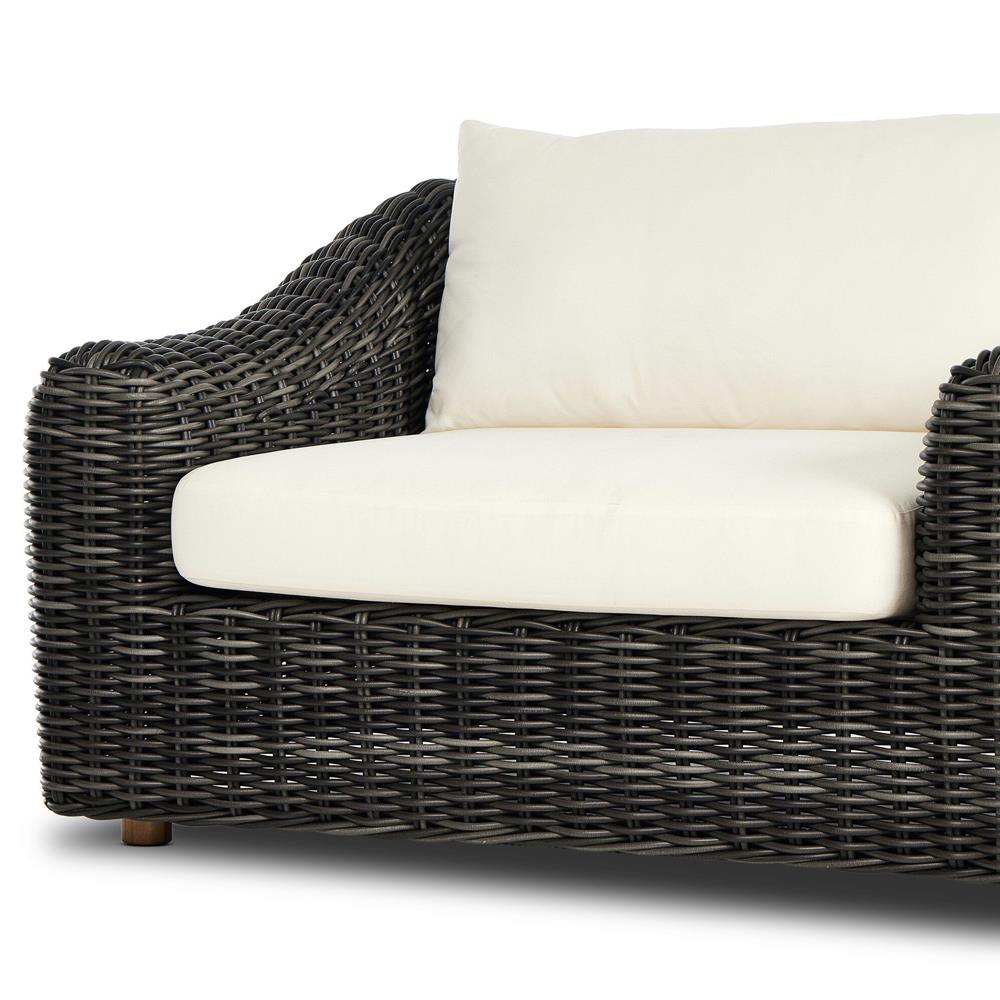 Celina Coastal Cream Upholstered Charcoal Teak Outdoor Arm Chair|