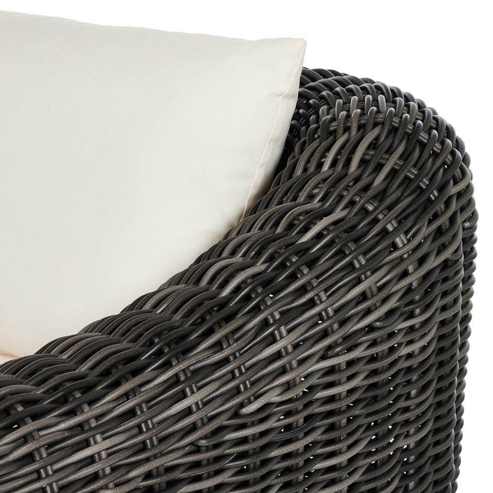 Celina Coastal Cream Upholstered Charcoal Teak Outdoor Arm Chair|