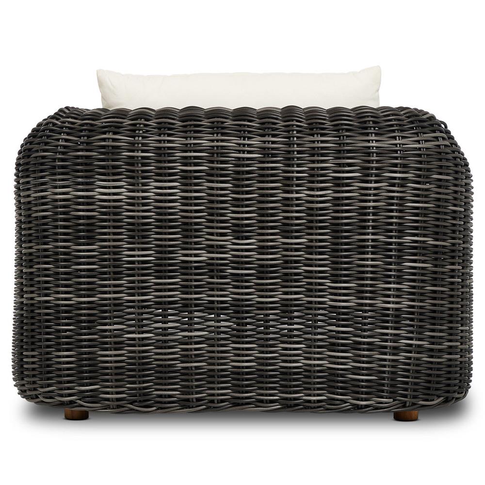 Celina Coastal Cream Upholstered Charcoal Teak Outdoor Chaise Lounge|