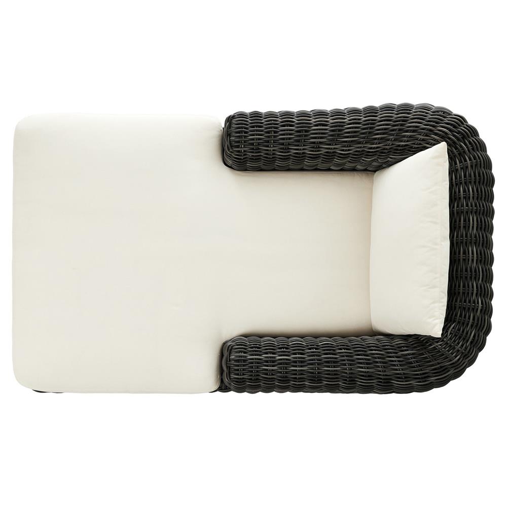 Celina Coastal Cream Upholstered Charcoal Teak Outdoor Chaise Lounge|