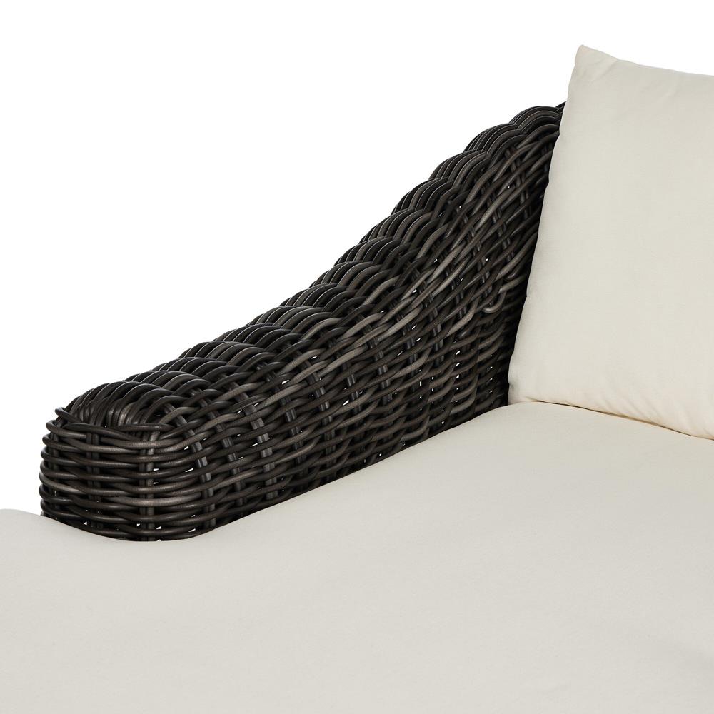 Celina Coastal Cream Upholstered Charcoal Teak Outdoor Chaise Lounge|