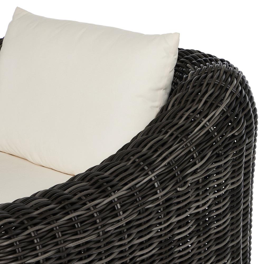 Celina Coastal Cream Upholstered Charcoal Teak Outdoor Chaise Lounge|