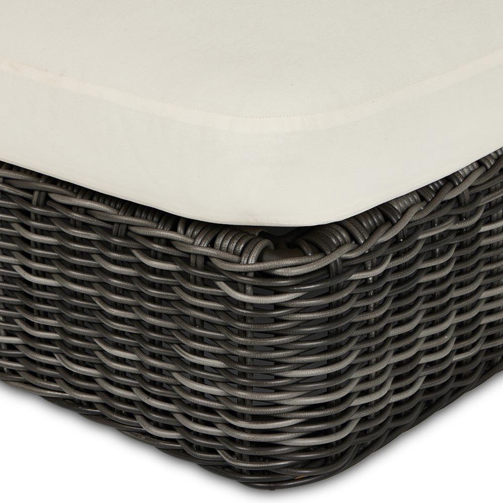 Celina Coastal Cream Upholstered Charcoal Teak Outdoor Chaise Lounge|