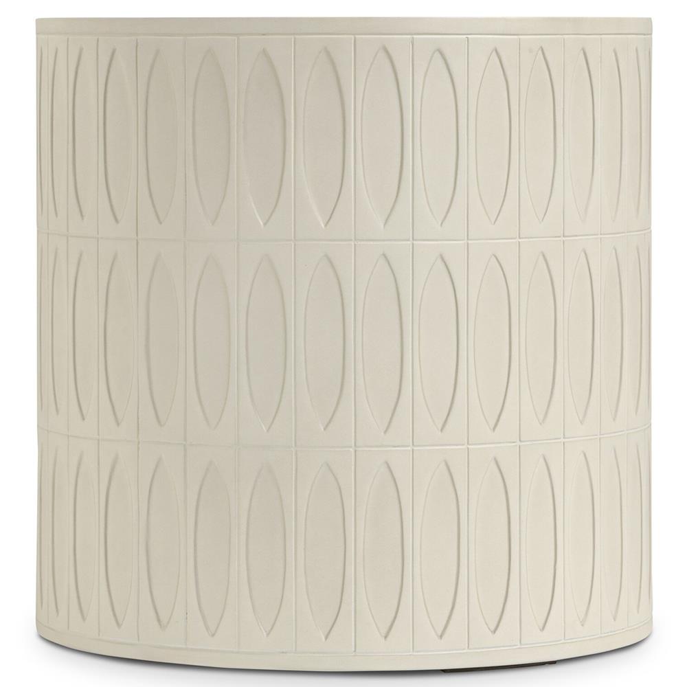 Jeremy Modern Classic White Concrete Round Outdoor Drum End Table|