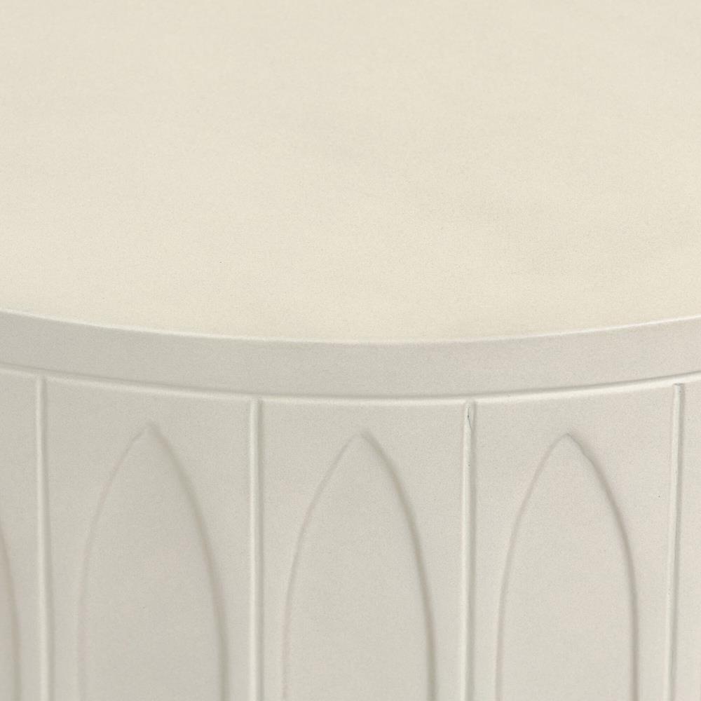 Jeremy Modern Classic White Concrete Round Outdoor Drum End Table|
