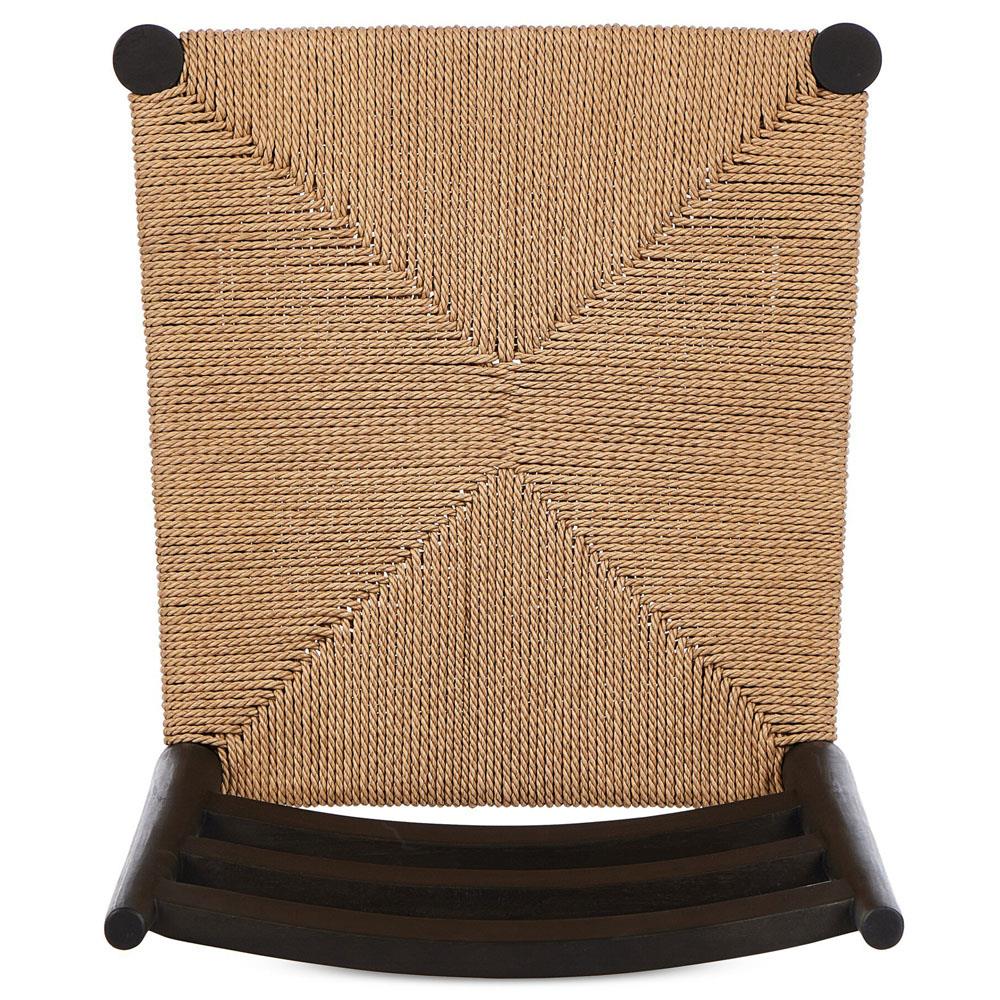 Leda Rustic Lodge Black Teak Wood Outdoor Ladderback Dining Chair|