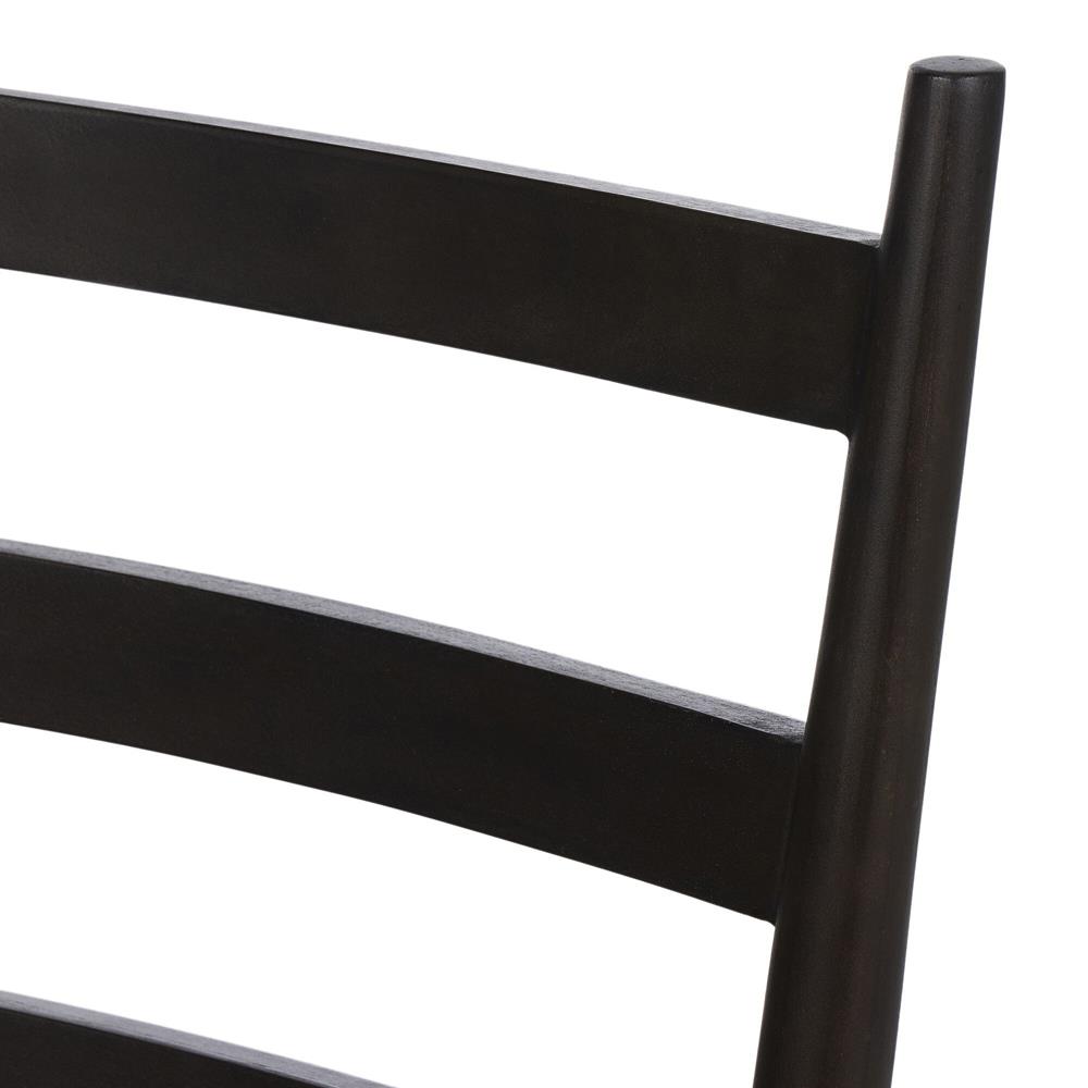 Leda Rustic Lodge Black Teak Wood Outdoor Ladderback Dining Chair|