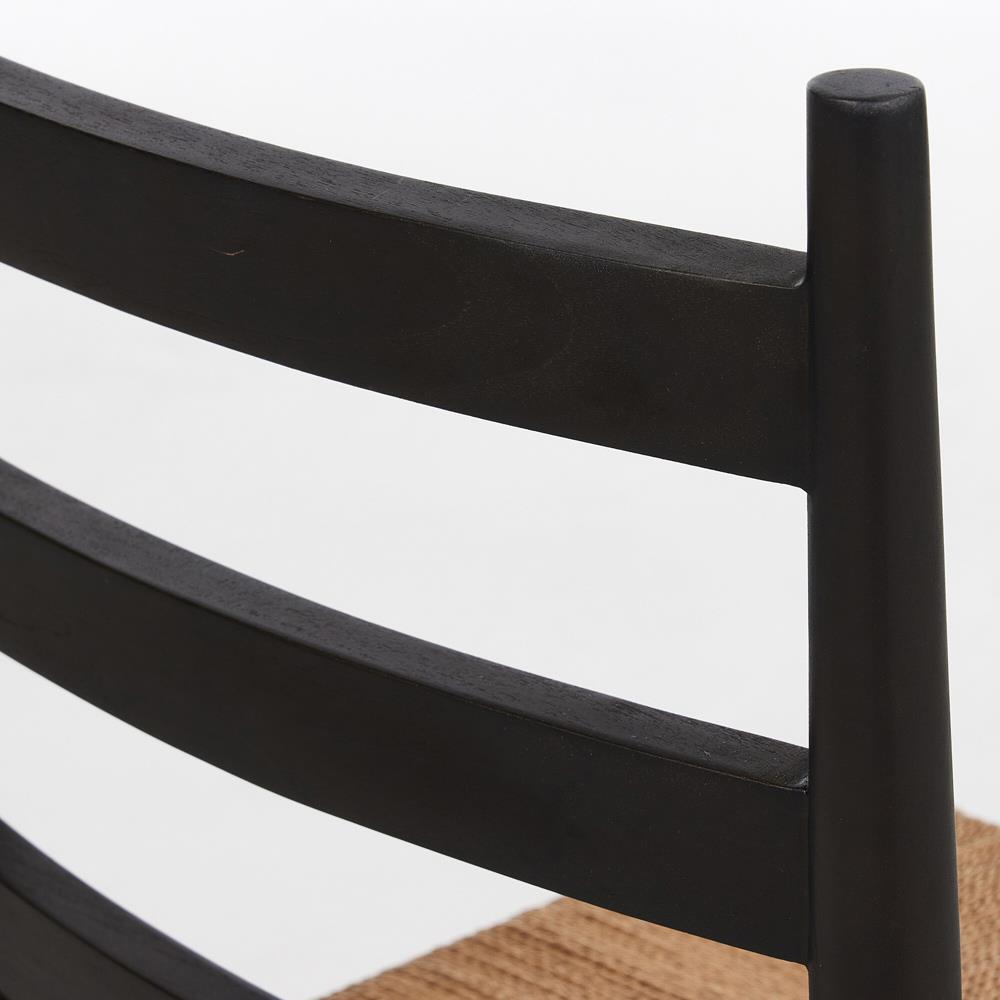 Leda Rustic Lodge Black Teak Wood Outdoor Ladderback Dining Chair|