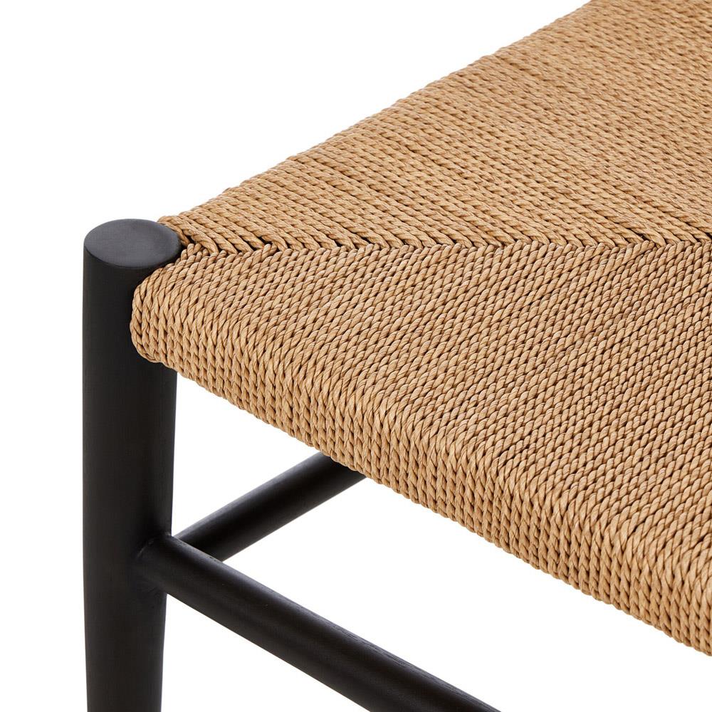 Leda Rustic Lodge Black Teak Wood Outdoor Ladderback Dining Chair|