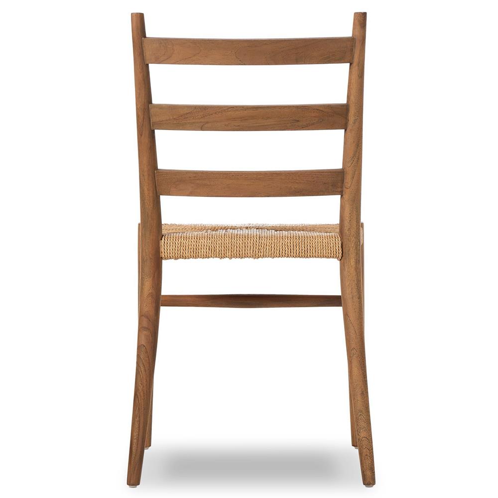 Leda Rustic Lodge Brown Teak Wood Outdoor Ladderback Dining Chair|