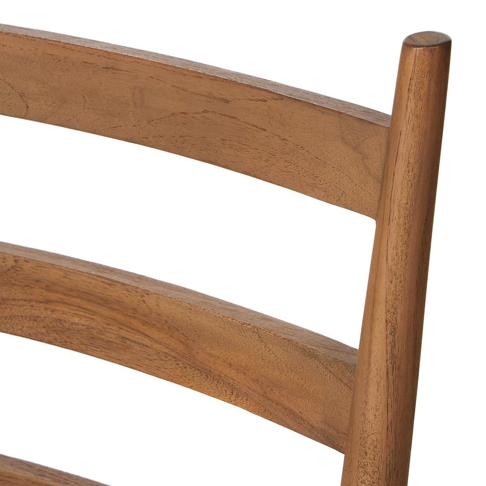 Leda Rustic Lodge Brown Teak Wood Outdoor Ladderback Dining Chair|