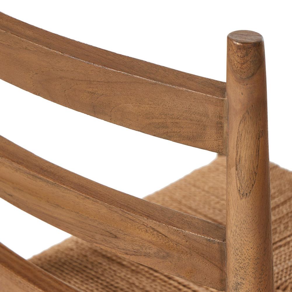 Leda Rustic Lodge Brown Teak Wood Outdoor Ladderback Dining Chair|