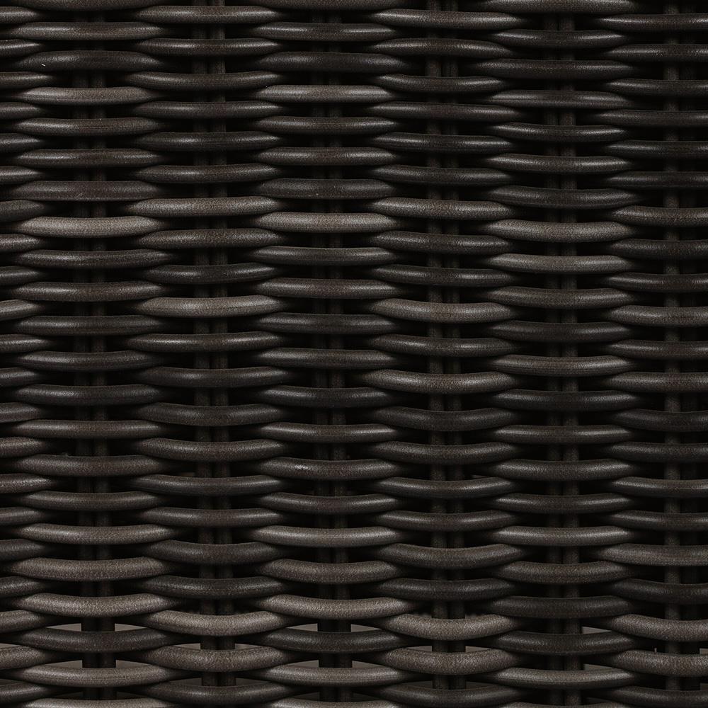 Celina Coastal Cream Upholstered Woven Wicker Charcoal Teak Outdoor Sofa - 106"|