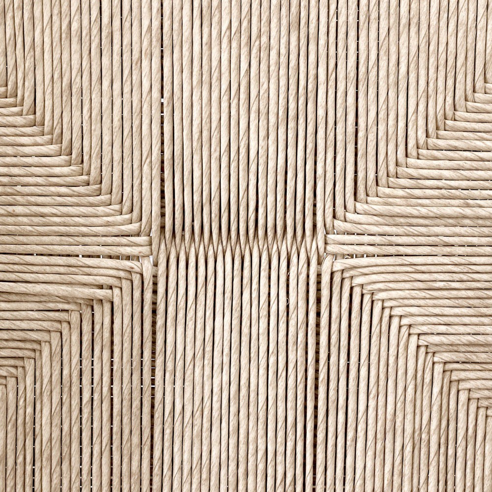 Hirom Updated Traditional Vintage White Woven Brown Teak Wood Outdoor Dining Chair|